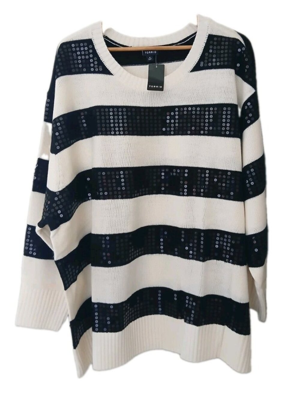 New Torrid Sequin Striped Sweater